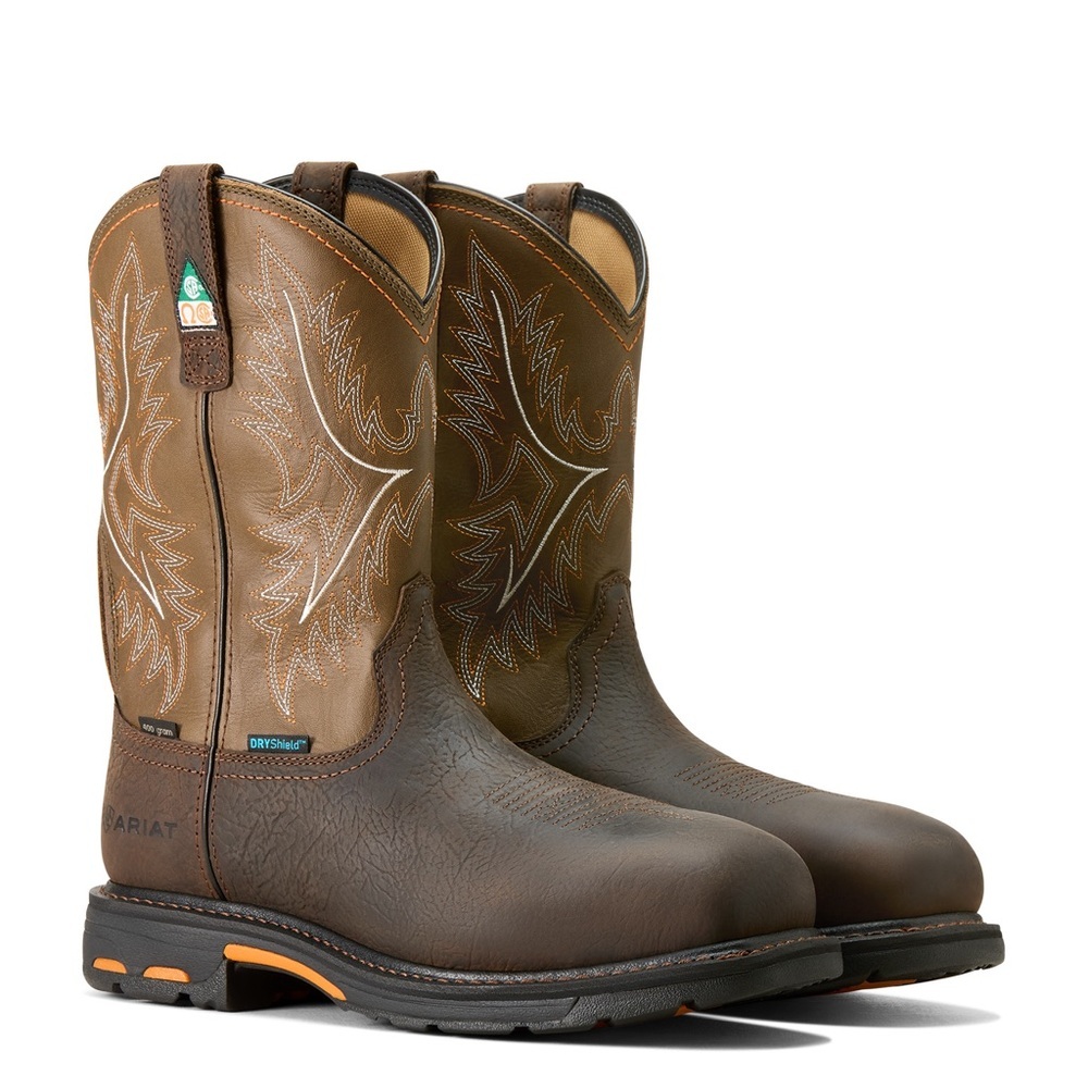ARIAT MEN'S WORKHOG CSA WATERPROOF COMPOSITE TOE WORK BOOT SIZE 7.5 EE WIDE